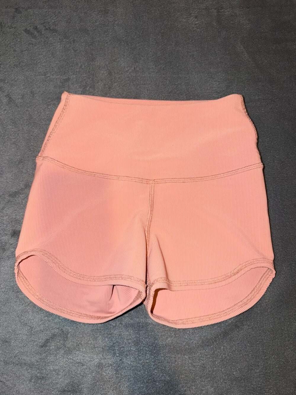 Tiger Friday Ribbed High Waist Athletic Dance Workout Shorts Peach Adult Medium